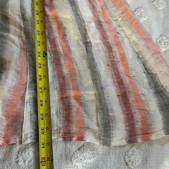 Anthropologie Tregene 100% Linen Maxi Skirt Vertical Stripes Button Down Size M - Picture 6 of 8